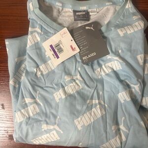 Puma Aquamarine & White Logo Tee